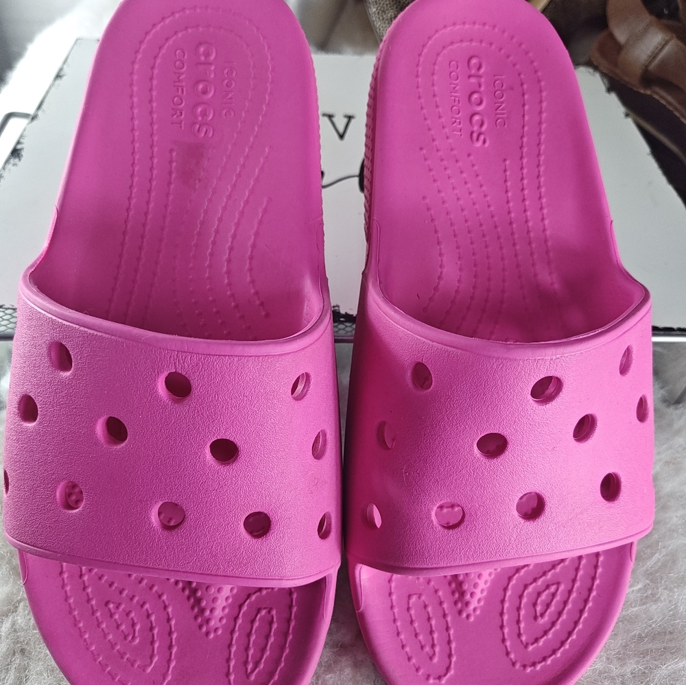 Crocs Classic Slides Men's Size 8 Women’s Size 10 Taffy Pink Unisex - Picture 8 of 11